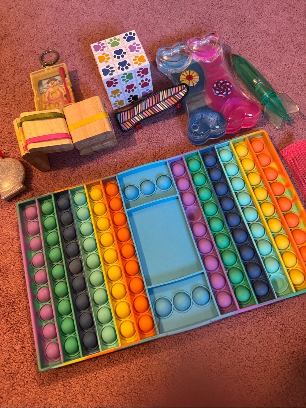 Multi-Color Kids Fidget Pop-It Toy with Assorted Accessories